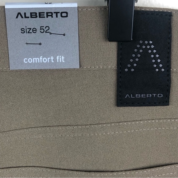Alberto Tom Pants Straight Leg Comfort Fit Camel Brown EU Size 52 NEW - Picture 5 of 13